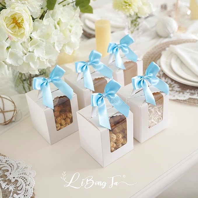 3.5" Blue Bow Satin Pre-Tied Bows - Image 5