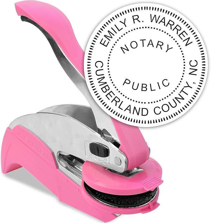 MaxMark Notary Seal Round Pink Embosser by Maxmark