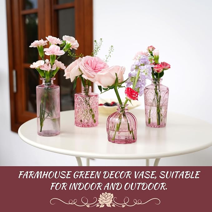 Pink Glass Bud Vase Set of 22, Small Vases - Image 4