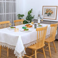 White lace Premium Rectangle Farmhouse Tablecloth Waterproof OilProof by BrekSdat