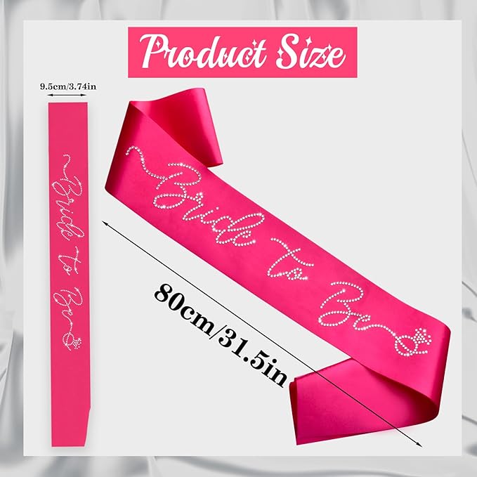 Hot Pink Bride to Be Sash with Glitter Rhinestones, Funny Bride to Be Sash - Image 3