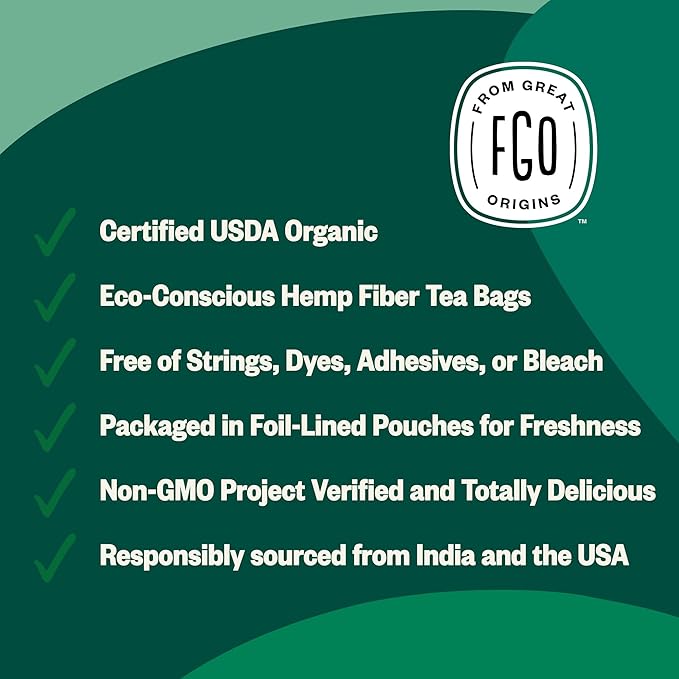 FGO Organic Moringa Mint Tea, Eco-Conscious Herbal Tea Bags, Resealable Bag - Image 3