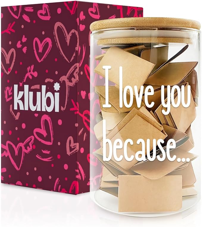 Girlfriend Boyfriend Birthday Gifts I Love You Because Jar Love Note Cup 50 by KLUBI