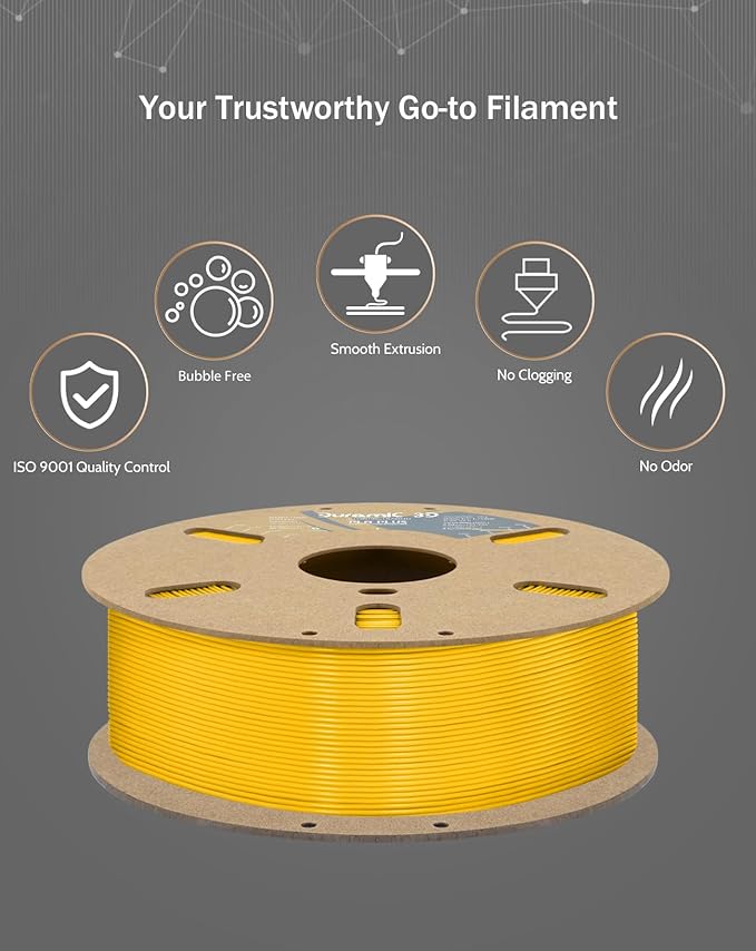 DURAMIC 3D PLA+ Filament 1.75mm 1Kg Yellow, PLA Plus Filament 1Kg Spool Tougher - Image 5