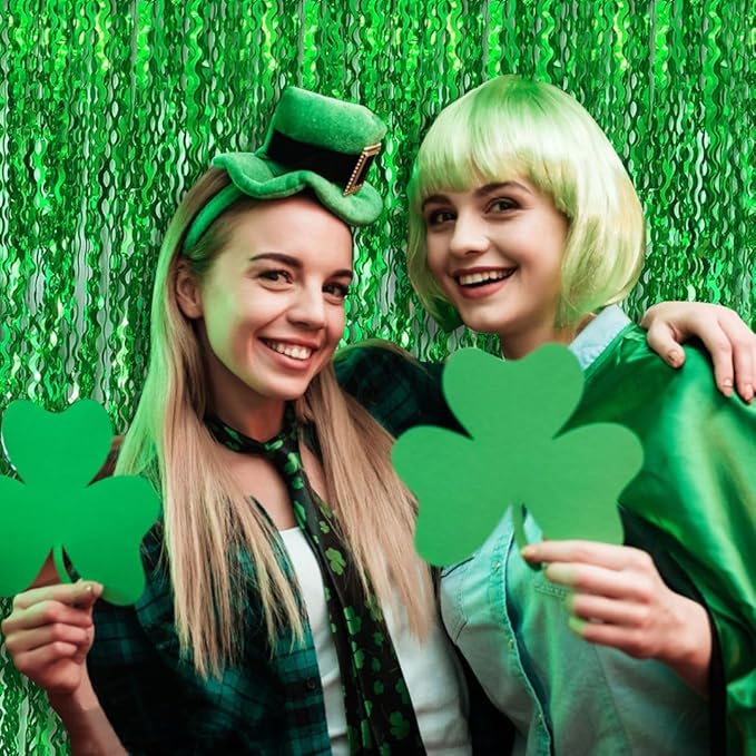 Green Streamers Foil Fringe Backdrop Curtains Photo Booth Props Tinsel Backdrop - Image 4