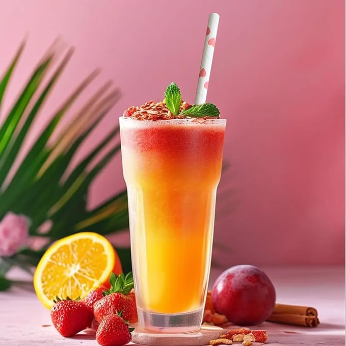 YAOSHENG Pink & Gold Paper Straws Disposable, 100% Biodegradable Multi-Pattern - Image 5