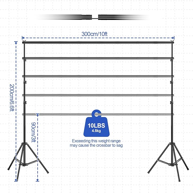 Backdrop Stand 10x6.6ft, Photo Studio Adjustable Background Stand Support - Image 3