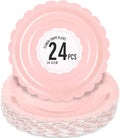 24 Pcs Pink Paper Plates 9 Inch Scalloped Dessert Plates by Polinook-TheAnswerToEveryClutteredSpace