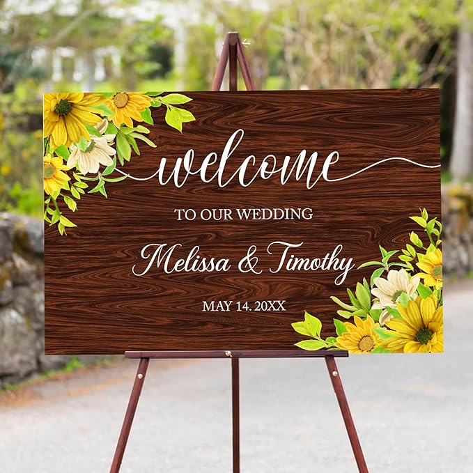 Rustic Sunflower Wedding Welcome Sign Template, Printable Wood-Inspired Welcome - Image 4