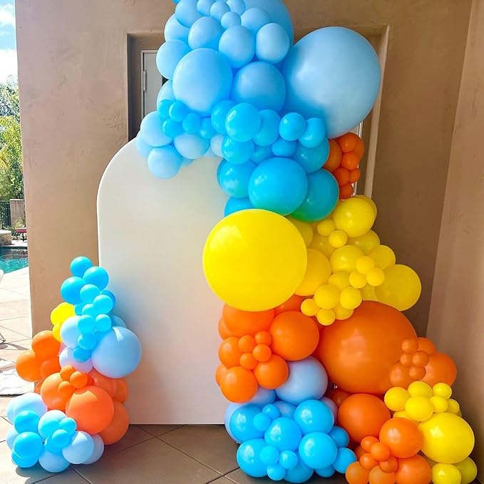 Blue Orange Yellow Balloons, Colorful Birthday Balloons - Image 4