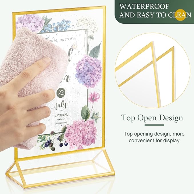 24 Pack Gold Picture Frames 4 x 6 Inch Clear Acrylic Sign Holders Double Sided - Image 5