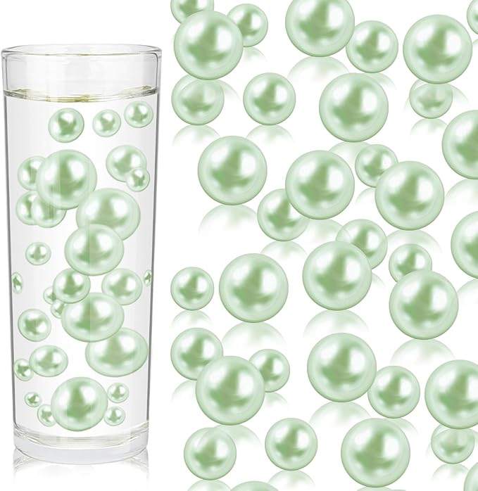 100PCS Light Green Faux Pearls Beads by ZEBMOON