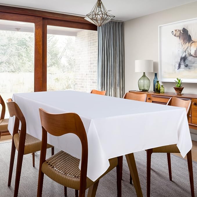 sancua 2 Pack White Tablecloth 60 x 120 Inch, Rectangle 8 Feet Table Cloth - Image 3