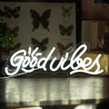 good vibes only neon sign for Backdrop wall decor, Cool White LED Neon vibes by BEAUTIFULLIFE-US