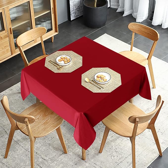 sancua 2 Pack Red Tablecloth 54 x 54 Inch, Stain and Wrinkle Resistant Square - Image 2