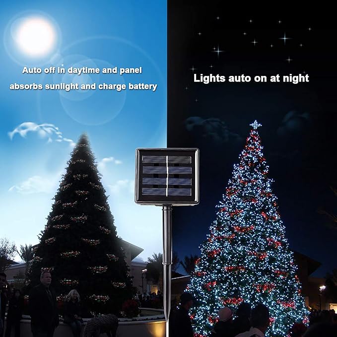 Toodour Solar Christmas Lights, 121ft 350 LED 8 Modes Outdoor Christmas String - Image 7