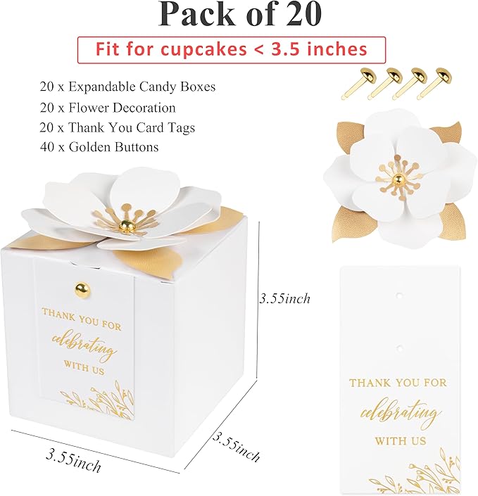 FEIYI 20 PCS White Gift Boxes, 3 In 1 Favor Boxes - Image 2