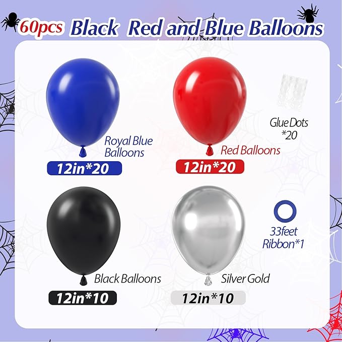 60pcs Spider Theme Balloons - Image 2