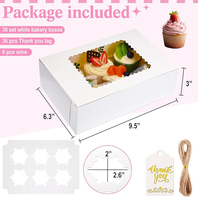 36 Pack Cupcake Boxes Hold 6 Count Disposable Cupcake Containers - Image 4