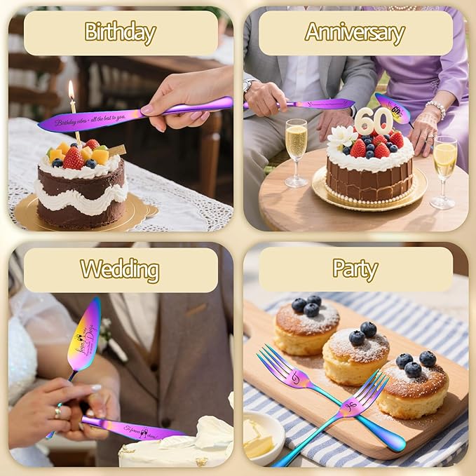 Personalized 4 Piece Wedding Cake Cutting Set, Custom Names Cake Knife and - Image 7