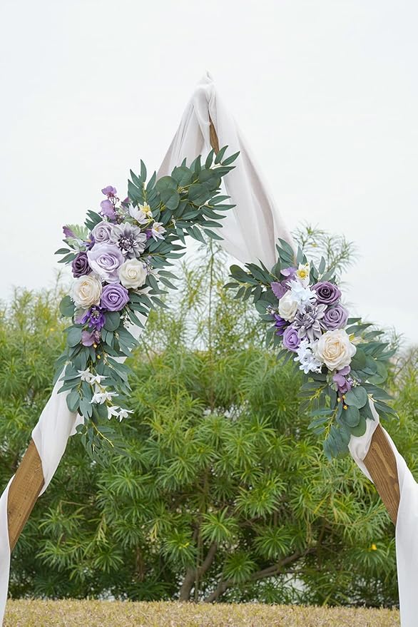 ponatia Wedding Arch Flowers, Artificial Purple Flowers - Image 3
