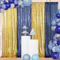 4 Panels Gold&Blue Sequin Backdrop Curtain 2FTx8FT Glitter Sequin Backdrop by JuyaDelight