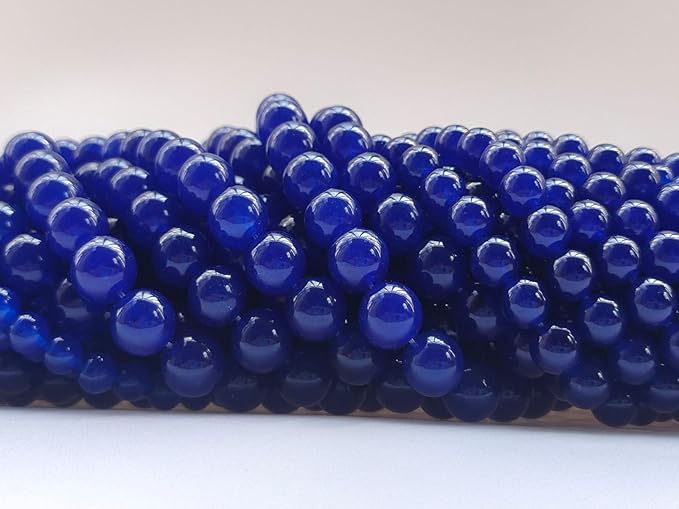 Stone Beads 6mm 140pcs Dark Blue Chalcedony Beads Round Loose Gemstones Beads - Image 3