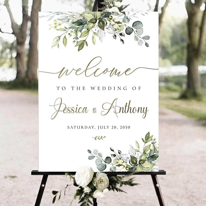 Greenery Wedding Welcome Sign, Eucalyptus Wedding Sign, Botanical Welcome - Image 3