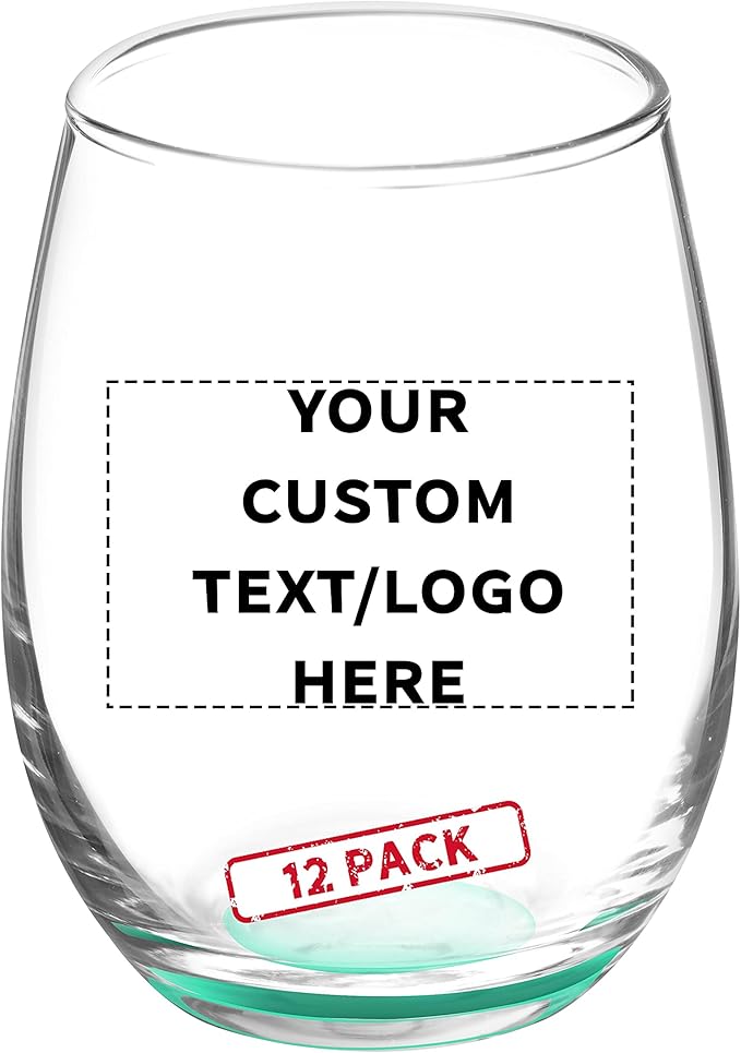 Custom Stemless Wine Glasses by ARC 5.5 oz. Set of 12, Personalized Bulk Pack by DISCOUNTPROMOS