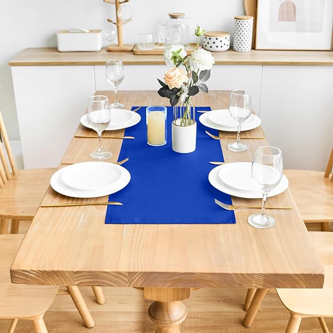 2 Pack Blue Small Short Table Runner 12 x 36 Inch Solid Color Runners Coffee - Image 3