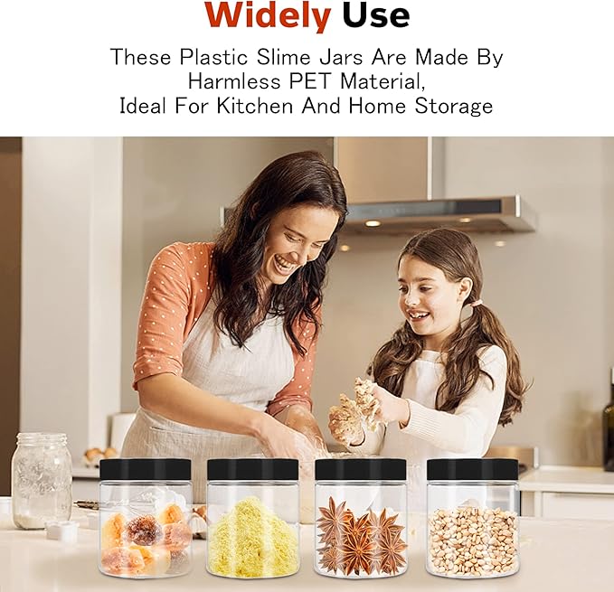 Plastic Jars with Lids 48 Pcs 8 oz & 3.4 oz Clear Plastic Slime Storage Jars - Image 6