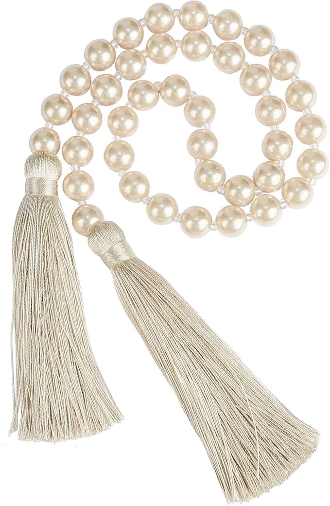 Fenghuangwu 34 Inch Pearl Glass Bead Garland by fenghuangwu