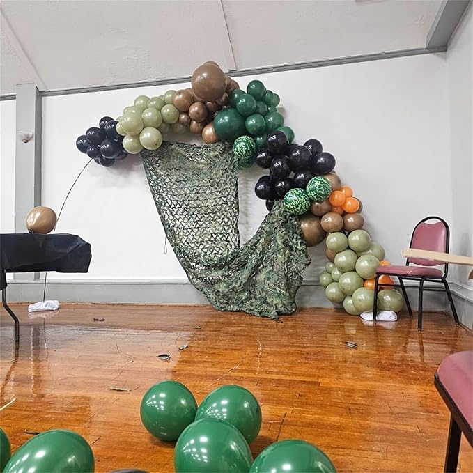 Green and Brown Army Balloons Set, 12 Inch Dark Sage Green Retro Light Coffee - Image 8