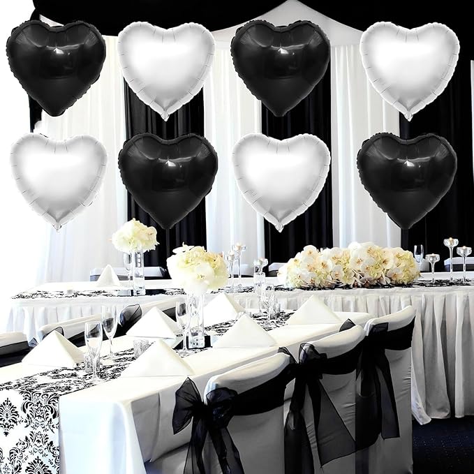 Black Silver Heart Balloons - Image 4