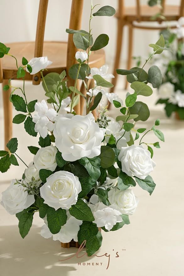 Ling's moment 17.5" Tall Standing Artificial Flowers Arrangements 4 pcs Wedding - Image 5