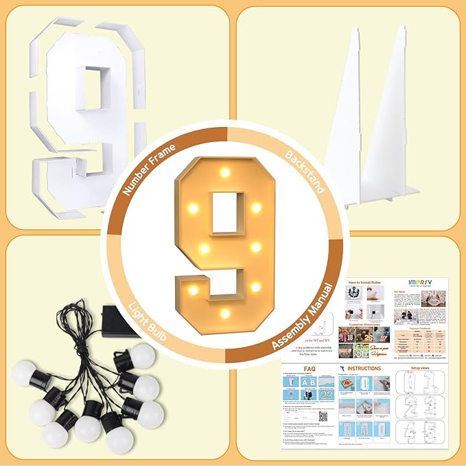 imprsv 3FT Marquee Numbers, Light Up Numbers - Image 4