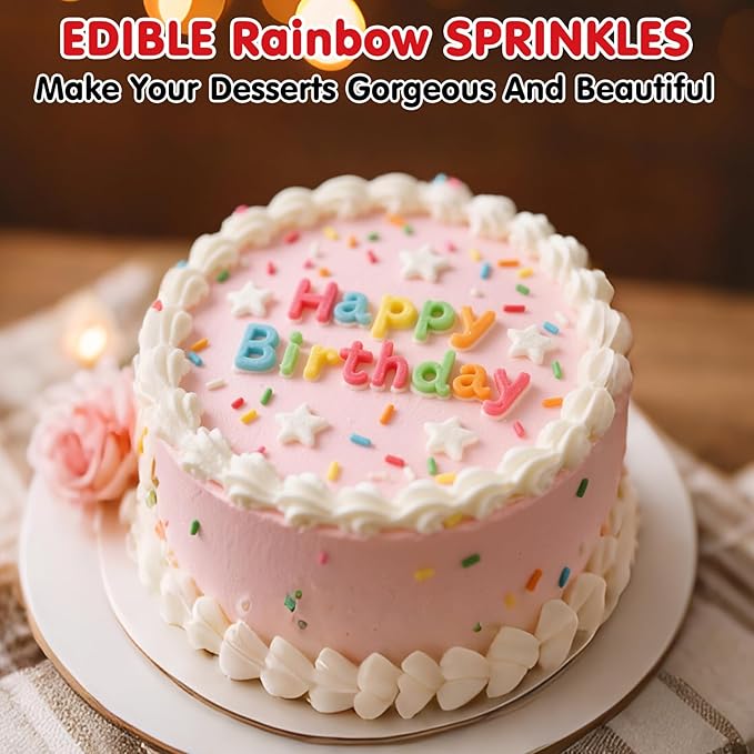 Edible Rainbow Sprinkles for Cake Decorating, 100g/3.53oz, Dessert Decorations - Image 2