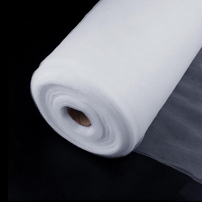 White Tulle Fabric 54 inch x 40 Yards Draping Mesh Tulle Bolt by Grainear