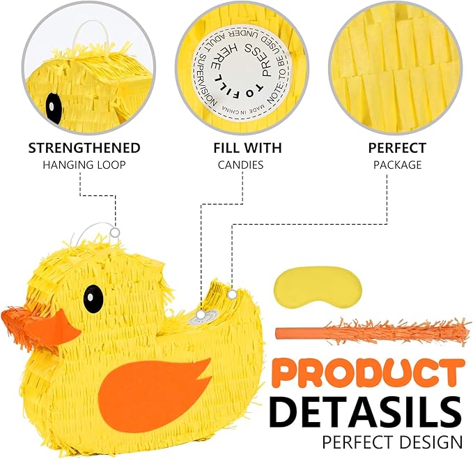 Duck Pinatas Bundle with a Blindfold and a Bat, Farm Animal Theme Parties and - Image 3