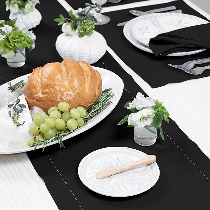 Solino Home Linen Black Table Runner 132 Inches Long - Image 8