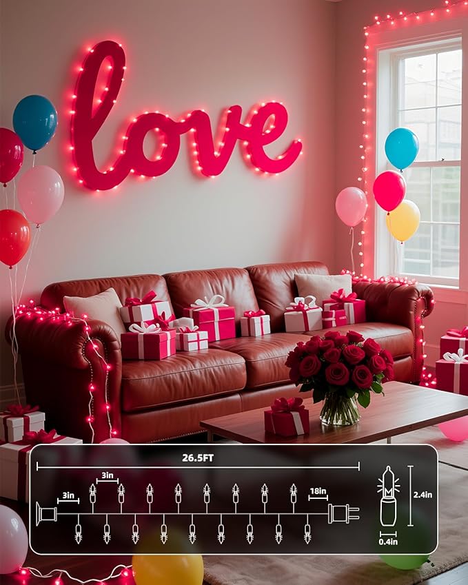 Brightown Pink Mini String Lights, 100-Count 26.5ft Incandescent Bulb - Image 2