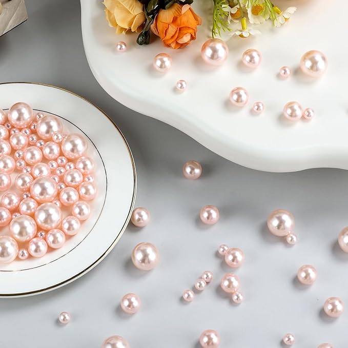 260Pcs Pink Glossy Beads for Centerpiece Decor, Artifical Pearls Vase Filler - Image 4