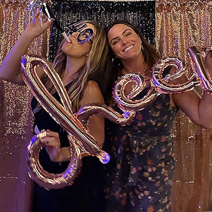 Rose Gold Sequin Backdrop Curtains Glitter Drapes 2FTx8FT 4 Panels - Image 4