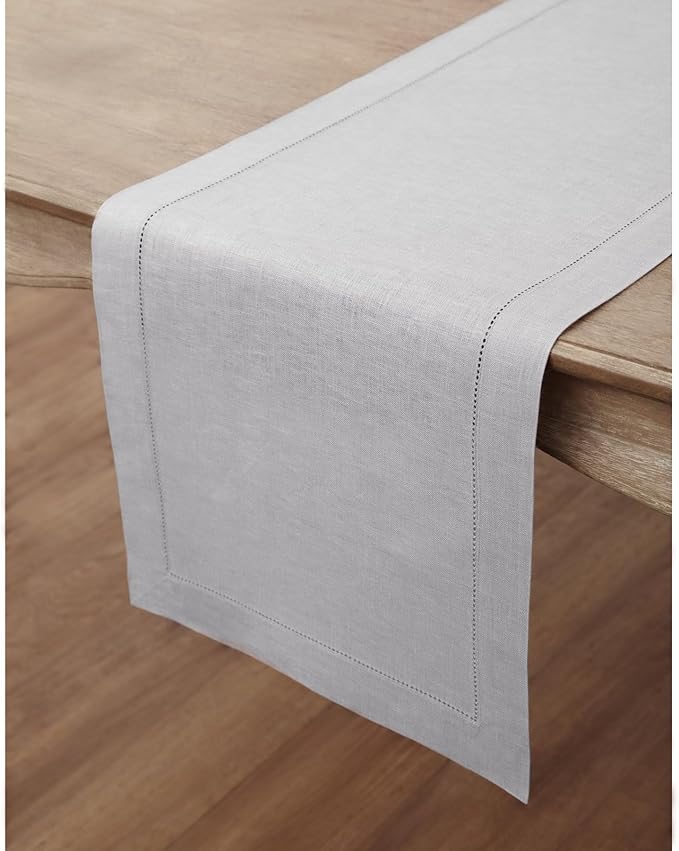 Solino Home Linen Soft Grey Table Runner 120 Inches Long - Image 7