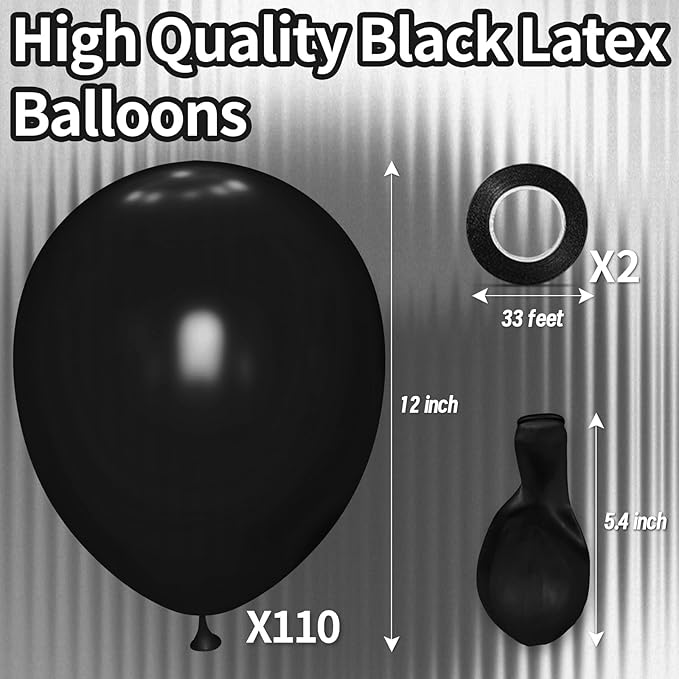 KAWKALSH Black Balloon 12 Inch - Image 2