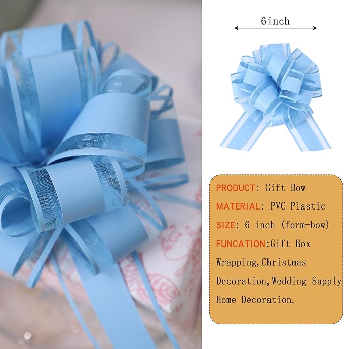 6Pcs 6inch Pull Bow Gift Wrapping, Pull Bow - Image 2
