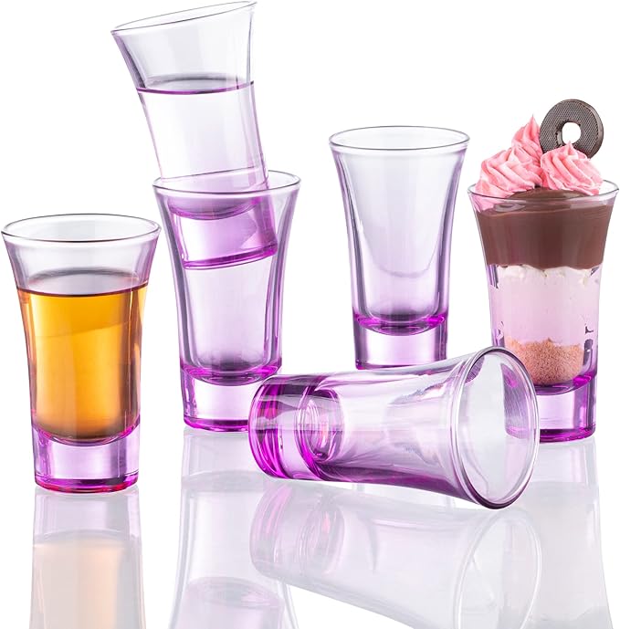 M&N HOME Purple Ombre Shot Glasses, 2 Oz Set of 6 Colored Shot Glasses - Image 4