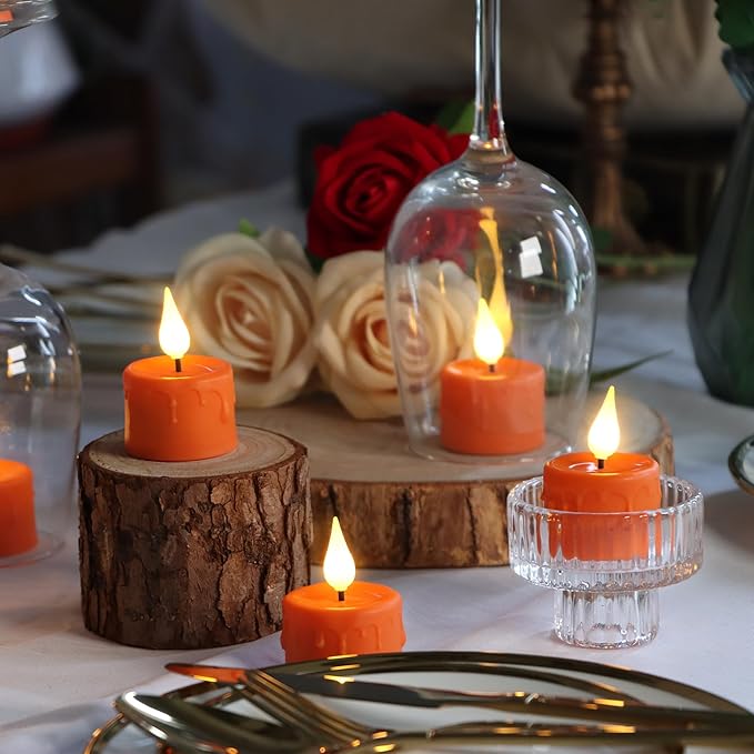 FREEPOWER Orange Halloween Candles, Rechargeable Flameless Candles - Image 3