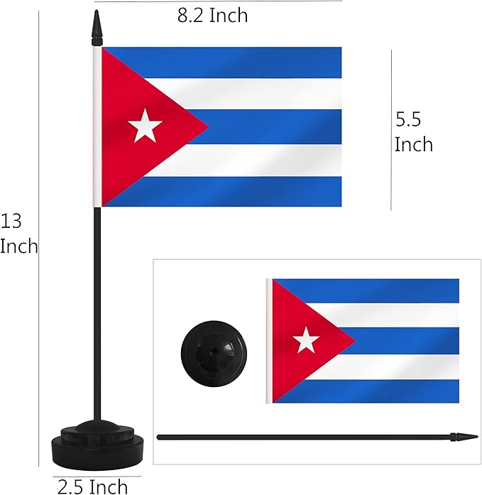 2 Pack Cuba Desk Flag Set, Cuban Desktop Small Miniature Table Office Flag - Image 2