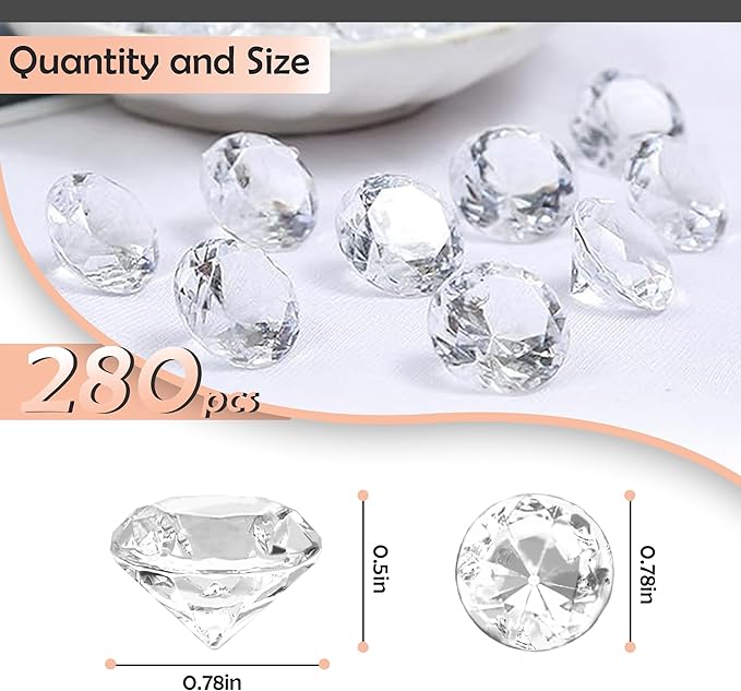 280Pcs Fake Diamonds for Wedding Centerpieces, 0.78in Rhinestone - Image 2